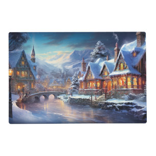 Winter Village Illustration Placemat