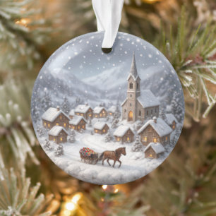 Winter Village In a Mountain Valley Ornament