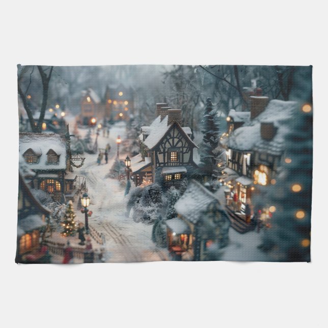 Winter village kitchen towel (Horizontal)