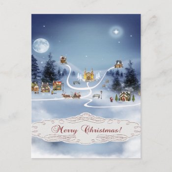 Winter Village  Merry Christmas Holiday Postcard by toots1 at Zazzle