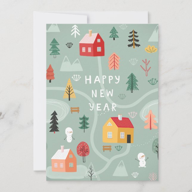Winter Village New Year - A Cozy Start Holiday Card (Front)