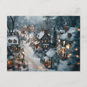 Winter village postcard