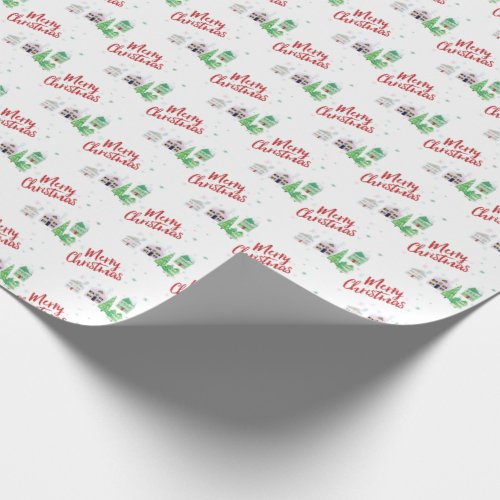 Winter Village Scene Merry Christmas Wrapping Paper