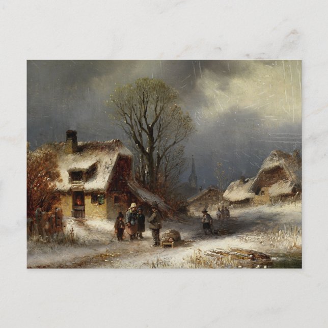 Winter Village Scene - Winterliche Dorszene Postcard (Front)