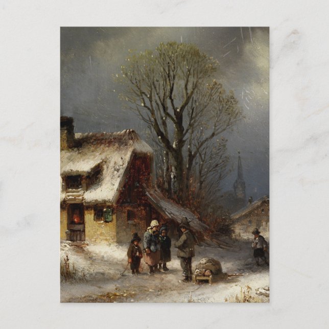 Winter Village Scene - Winterliche Dorszene Postcard (Front)