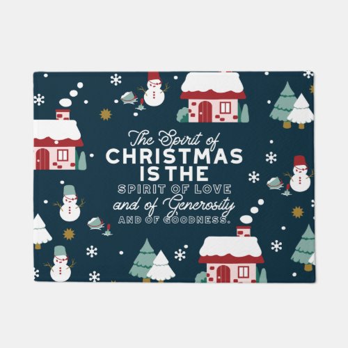 Winter Village Scene with Christmas Spirit Doormat