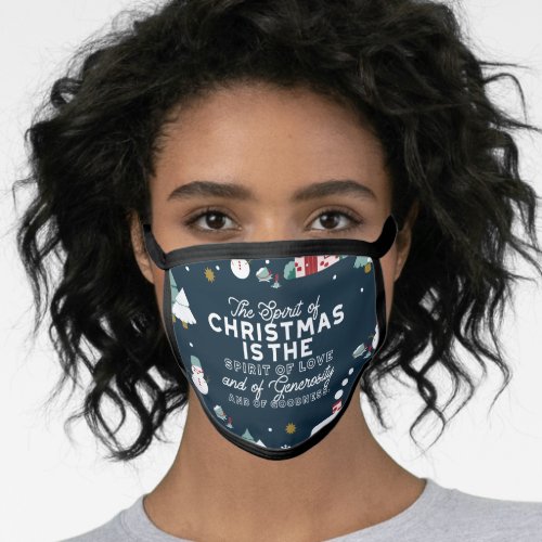 Winter Village Scene with Christmas Spirit Face Mask