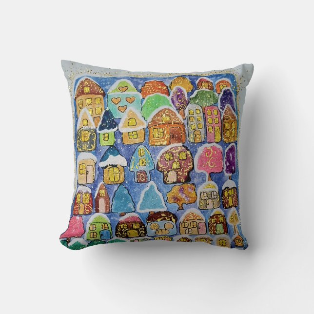 Winter village throw pillow (Front)