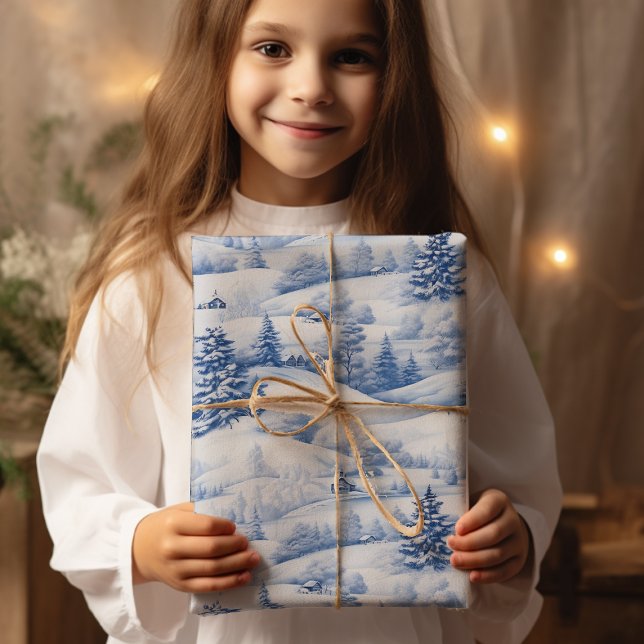 Winter Village Watercolor White Christmas Modern Wrapping Paper (Creator Uploaded)