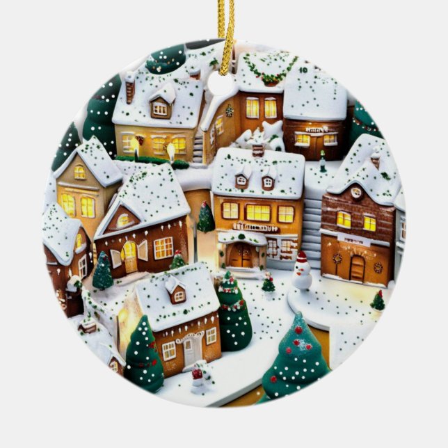 Winter Village Wonderland Round Acrylic Ornament (Front)