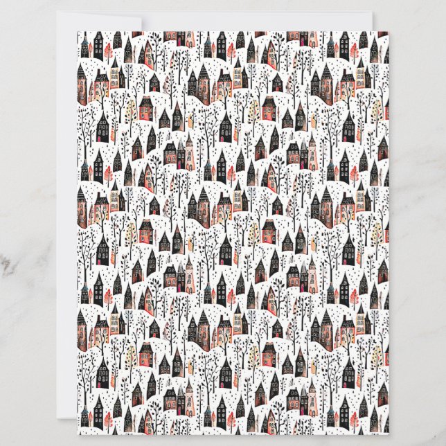 Winter villages pattern christmas craft paper (Front)