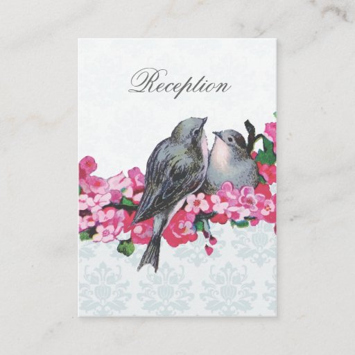 Customizable Winter Vintage Birds Wedding Reception Enclosure Business Card Template