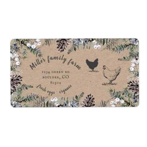 Winter Vintage Greenery Egg Carton Label