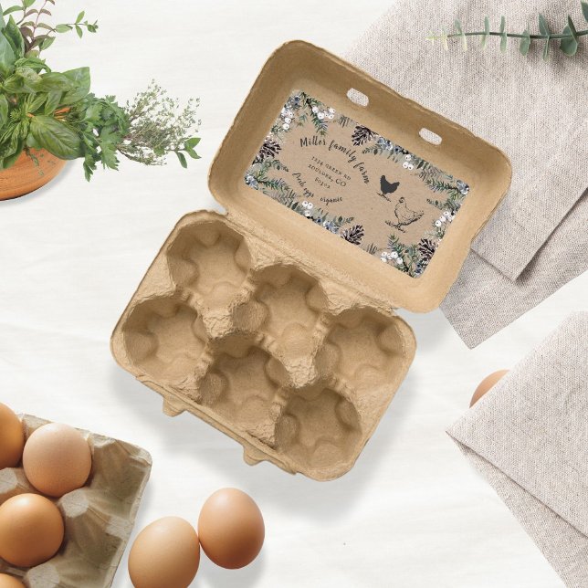 Winter Vintage Greenery Egg Carton Label (Creator Uploaded)