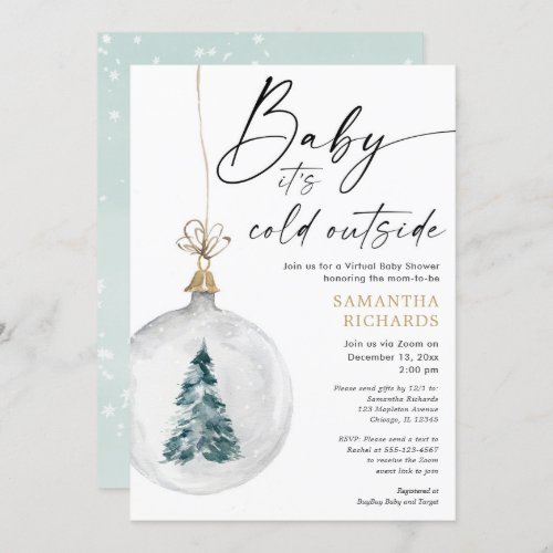 Winter Virtual baby shower Baby its cold outside Invitation