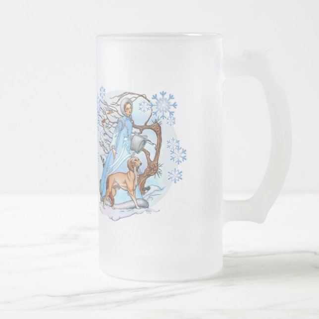 Winter Walk Frosted Glass Beer Mug (Right)