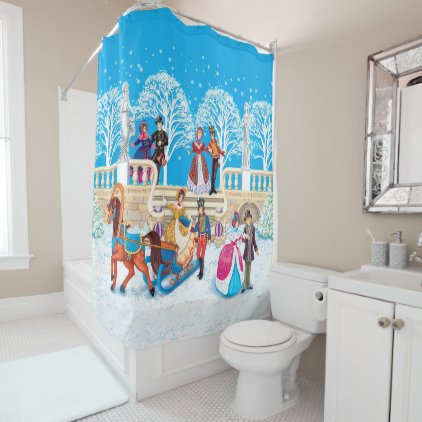 Winter walk shower curtain