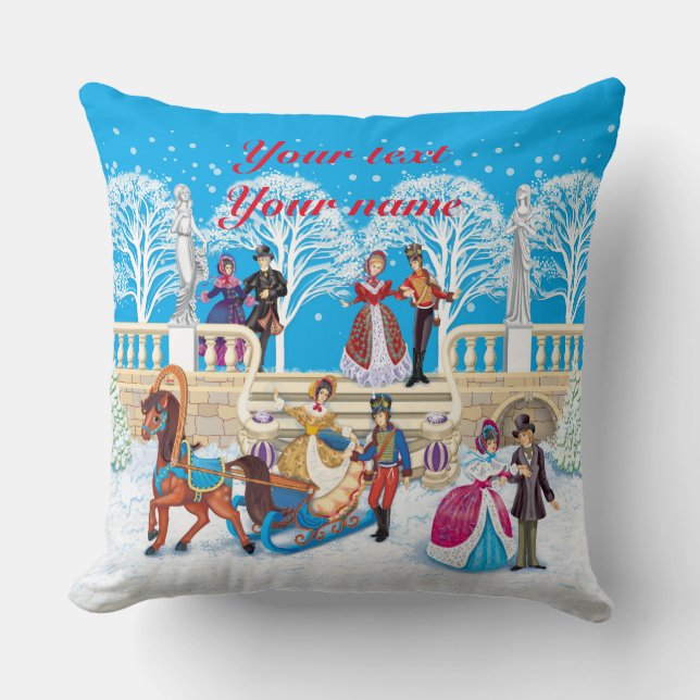 Winter walk throw pillow (Front)