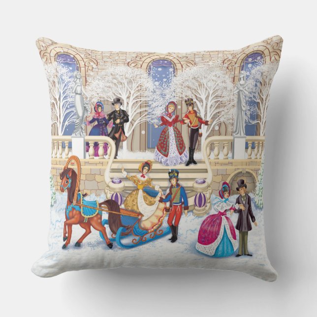 Winter walk throw pillow (Front)