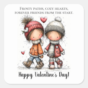 Winter Walk Valentine Square Sticker