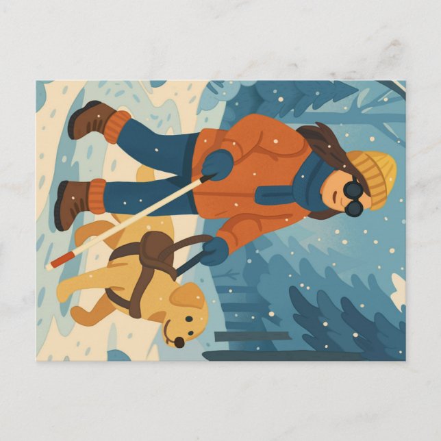 Winter Walk with Guide Dog – Postcard (Front)