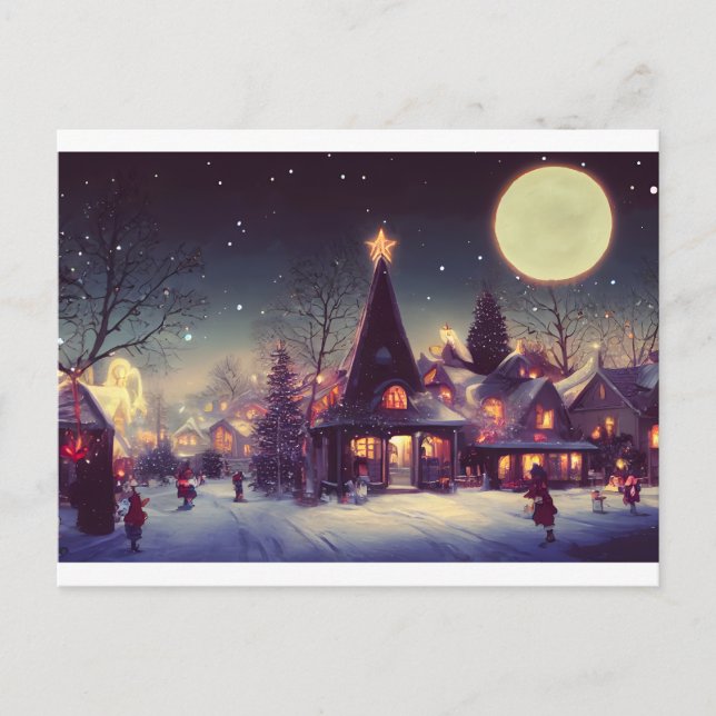 Winter Warm Neiboorhood Christmas Postcard (Front)