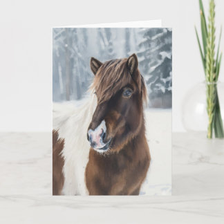 Winter Warmth – Icelandic Horse Watercolor Card