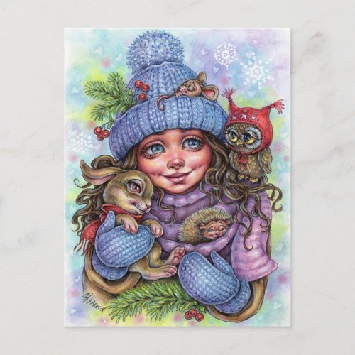 Winter Warmth Postcard Little Forest Friends 