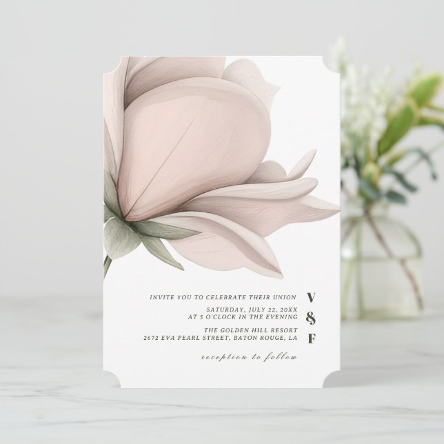 Winter warmth Single Big Floral Wedding Invitation (Standing Front)