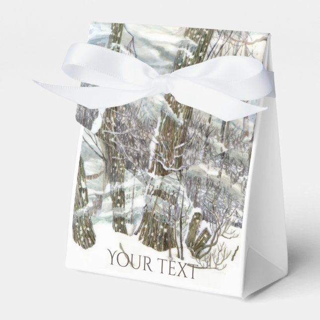 Winter Watercol painting Favor Boxes (Front Side)