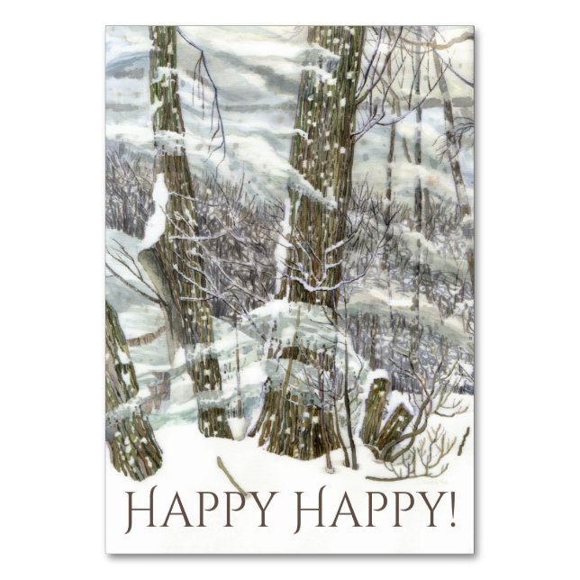 Winter Watercol painting Table Number (Front)