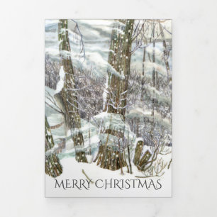 Winter Watercol painting Tri-Fold Holiday Card