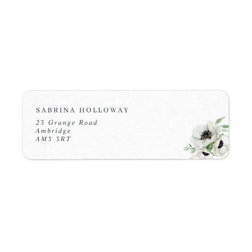 Winter Watercolor Anemones  Return Address Label