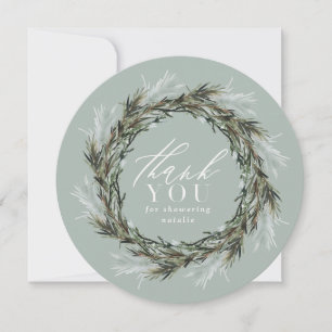 Winter watercolor botanical baby shower thank you