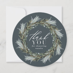 Winter watercolor botanical baby shower thank you