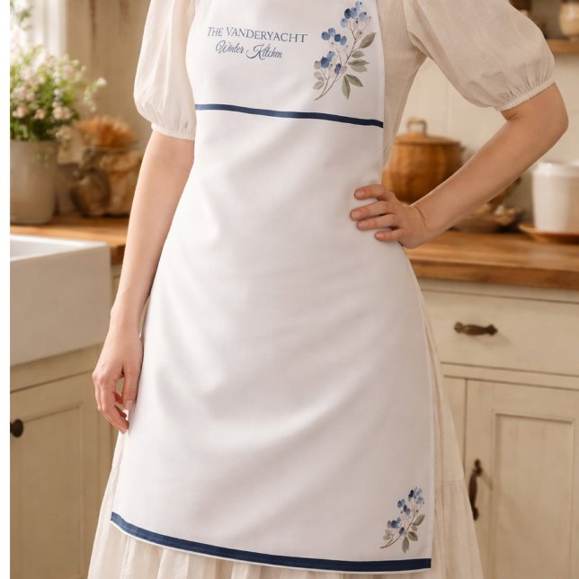 Winter Watercolor Botanical Kitchen Apron (Creator Uploaded)