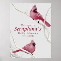 Winter Watercolor Cardinals Baby Shower Poster