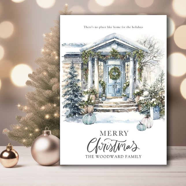 Winter Watercolor Christmas House Holiday Invitation (Creator Uploaded)