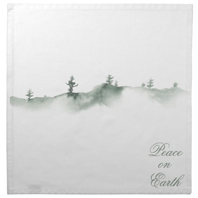 Winter Watercolor Cloth Napkins (Front)