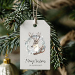 Winter Watercolor Deer Wreath Christmas Gift Tags<br><div class="desc">Elevate your holiday gift-giving with our exquisite Winter Watercolor Deer Wreath Christmas Gift Tags! These charming tags are the perfect finishing touch to your presents,  adding a touch of rustic elegance to your holiday packaging.</div>