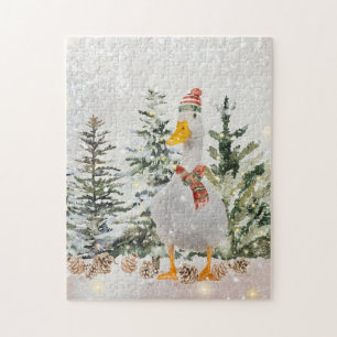 Winter Watercolor Duck Jigsaw Puzzle