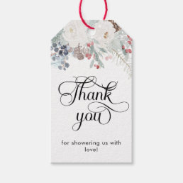 Winter watercolor floral Baby Shower thanks  Gift Tags
