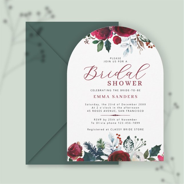 Winter watercolor floral elegant bridal shower invitation (Creator Uploaded)