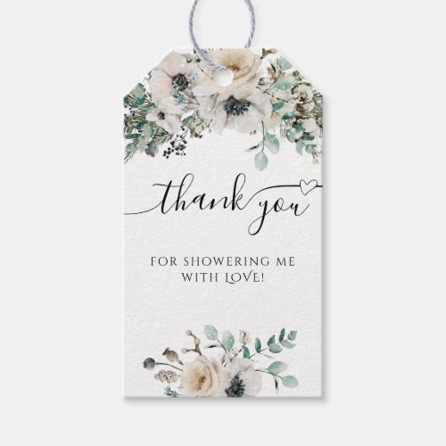 Winter Watercolor Floral Modern Bridal Shower Gift Tags