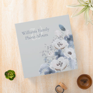 Winter Watercolor Floral Monogram Personalized 3 Ring Binder