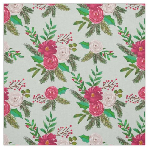 Winter Watercolor Floral Pattern Fabric