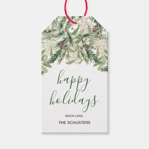 Winter Watercolor Floral Personalized Holiday Gift Tags