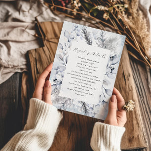 Winter Watercolor Floral Registry Details Wedding Enclosure Card