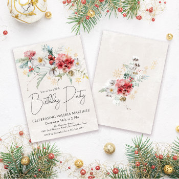 Winter Watercolor Flowers 90th Birthday Party Invitation by Celebrais at Zazzle