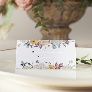 Winter Watercolor Flowers Place Card